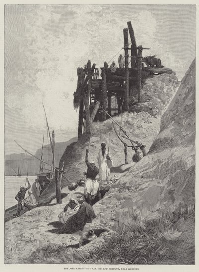 The Nile Expedition, Sakiyeh and Shadouf, Near Korosko by Charles Auguste Loye